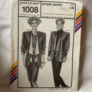 Vintage Stretch & Sew Pattern Simple Jacket New Uncut